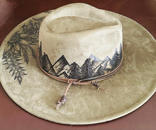 Load image into Gallery viewer, Sage Green Vegan Suede Large Brim Fedora