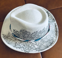 Load image into Gallery viewer, Grey Vegan Suede Western Hat with Roses