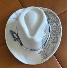 Load image into Gallery viewer, Grey Vegan Suede Western Hat with Roses