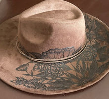Load image into Gallery viewer, Brown Vegan Suede Large Brim Fedora