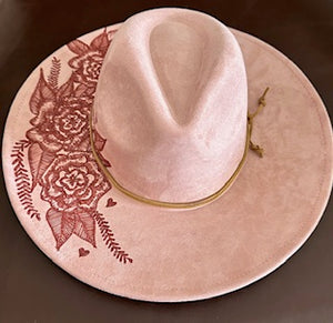 Light Pink Vegan Suede Large Brim Fedora