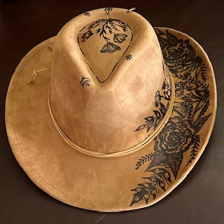 Brown Western Hat with Wild Flowers