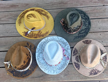 Load image into Gallery viewer, Custom Wide Brim Fedora with floral design
