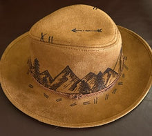 Load image into Gallery viewer, Brown Vegan Suede Fedora with Braided Trim- Mountains
