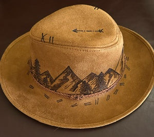 Brown Vegan Suede Fedora with Braided Trim- Mountains