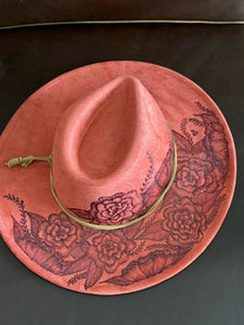 Red Vegan Suede Large Brim Fedora