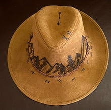 Load image into Gallery viewer, Brown Vegan Suede Fedora with Braided Trim- Mountains
