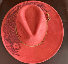 Load image into Gallery viewer, Red Vegan Suede Large Brim Fedora
