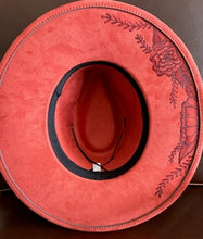 Load image into Gallery viewer, Red Vegan Suede Large Brim Fedora
