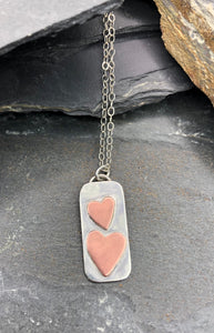 2 Hearts Tag Necklace
