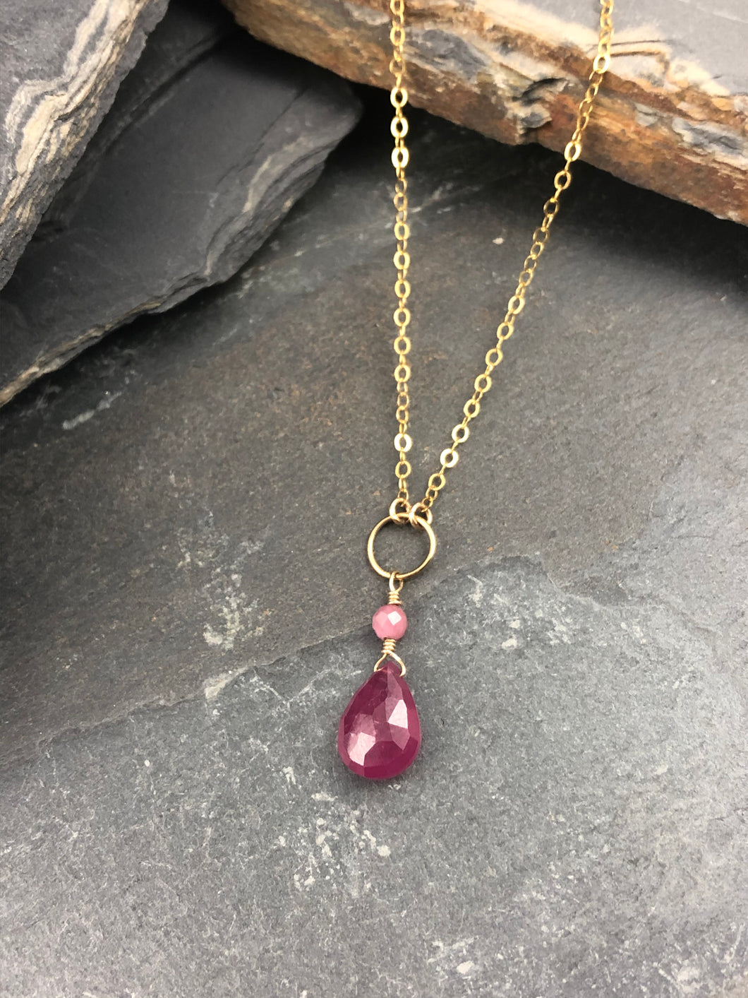 The Ruby J Drop Necklace