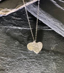 Double Hammered Hearts Necklace
