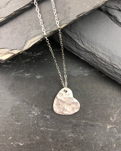 Large Hammered Single Heart Necklace